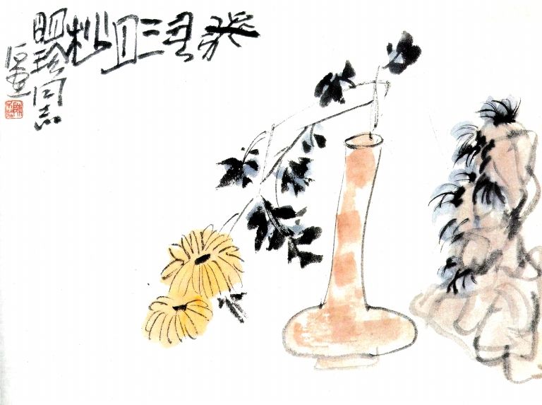 一个老画家曾告诉我,当年他去拜访陈子庄,陈的家里非常寒破狭小,疯妻